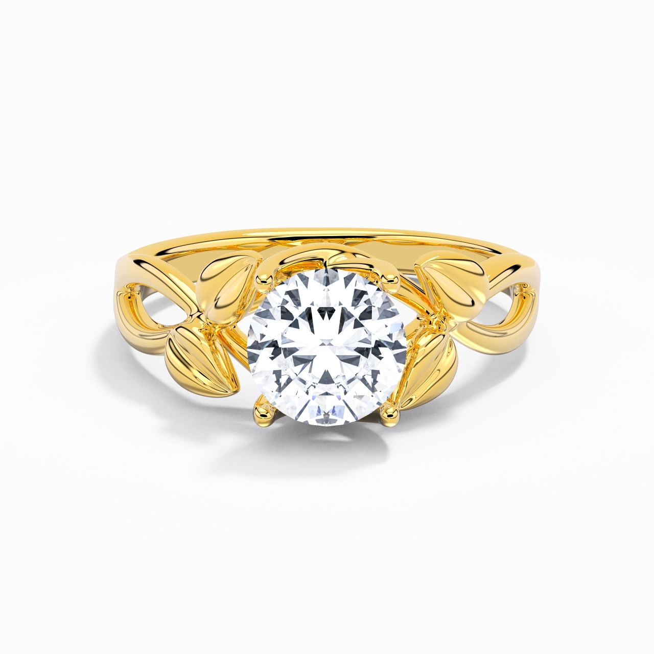 Nature Unique Rond 1.50ct Moissanite Bague de fiançailles