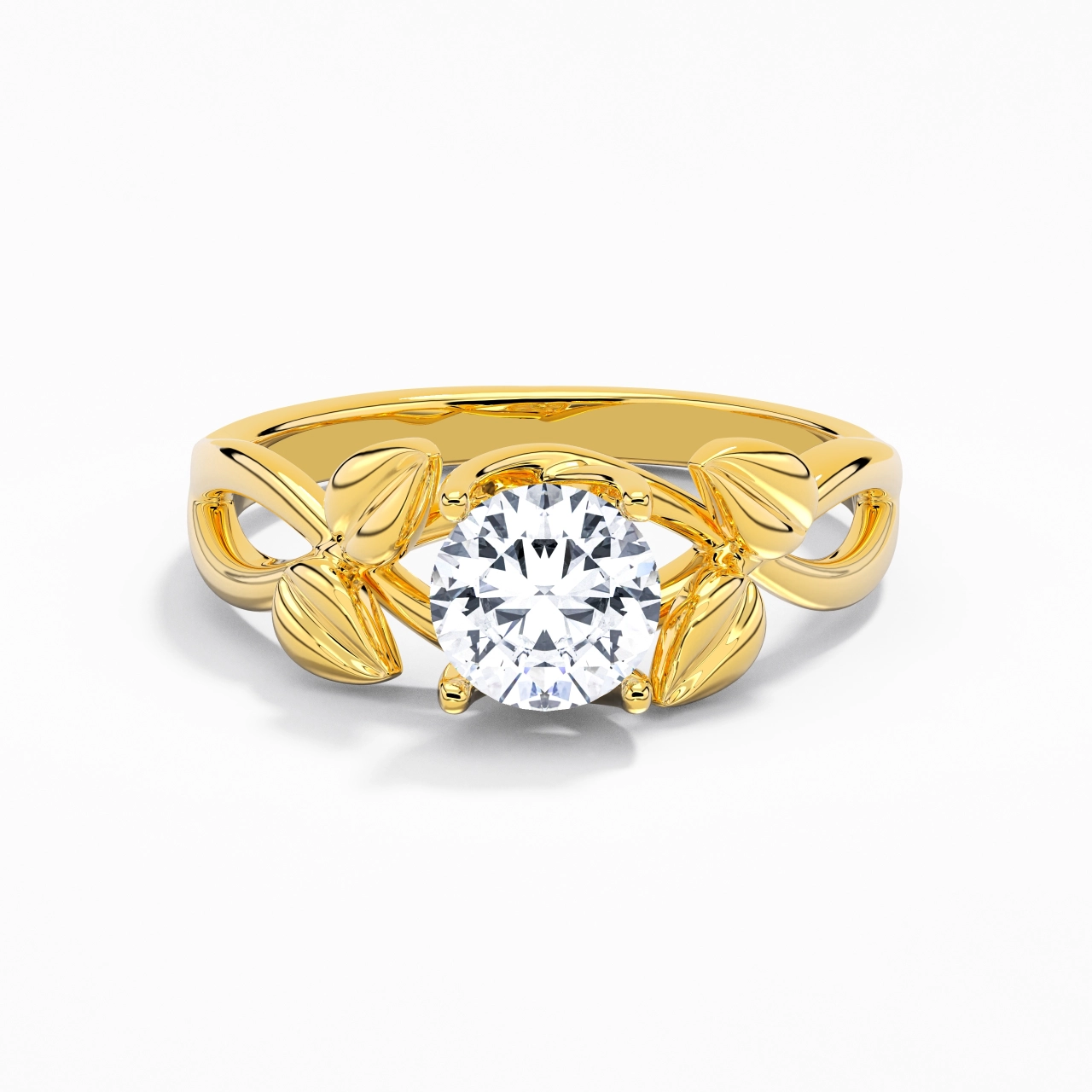 Nature Unique Rond 1.00ct Moissanite Bague de fiançailles