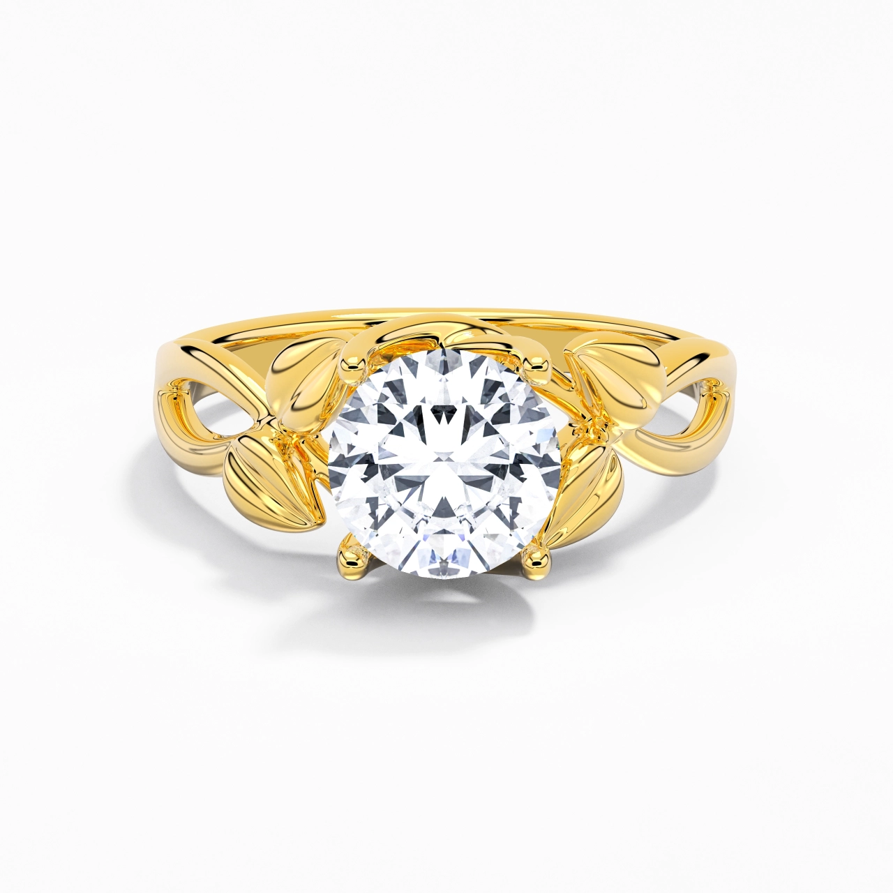 Nature Unique Rond 2.00ct Moissanite Bague de fiançailles