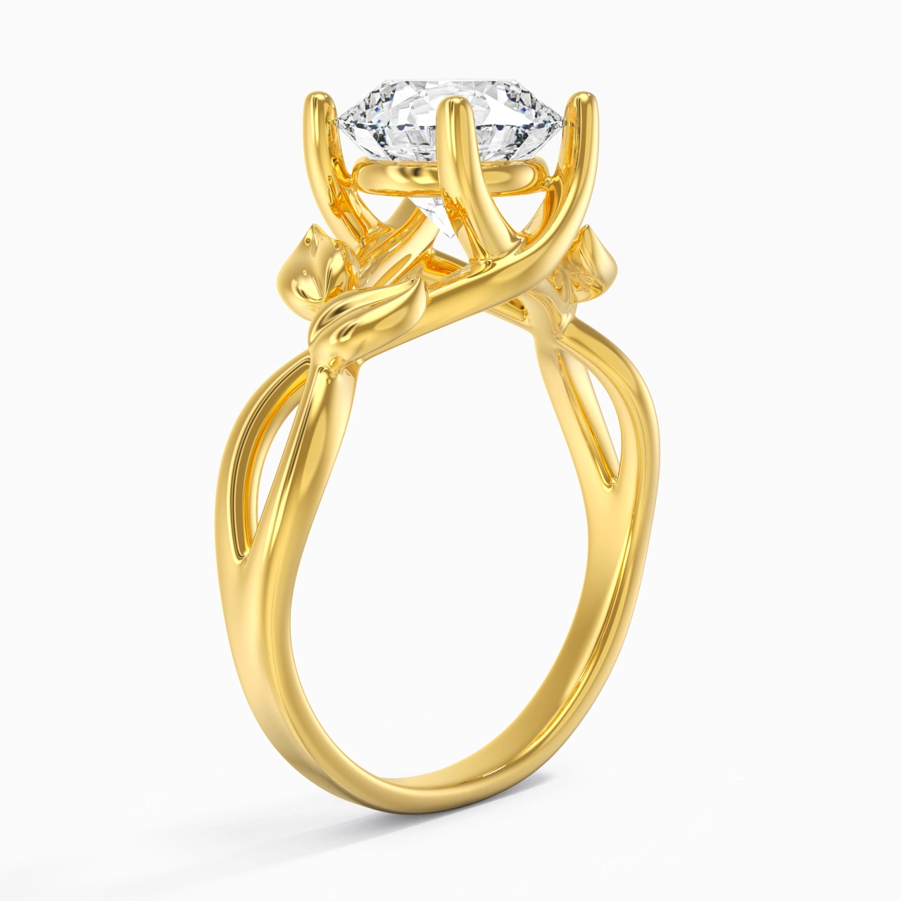 Nature Unique Rond 2.00ct Moissanite Bague de fiançailles