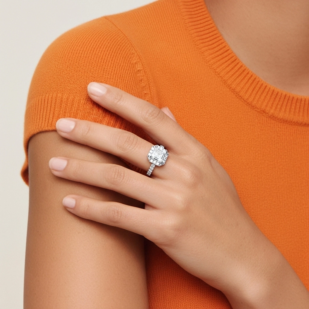 1.00ct Moissanita Anillo de Compromiso Oro blanco 18K