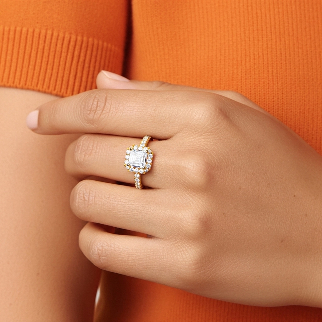 1.00ct Moissanita Anillo de Compromiso Oro 18K