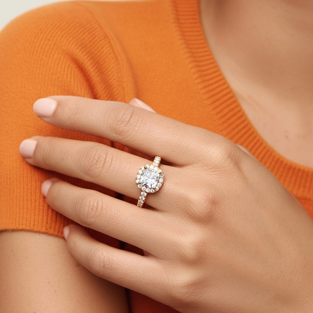 1.00ct Moissanite Engagement Ring 18K Rose Gold