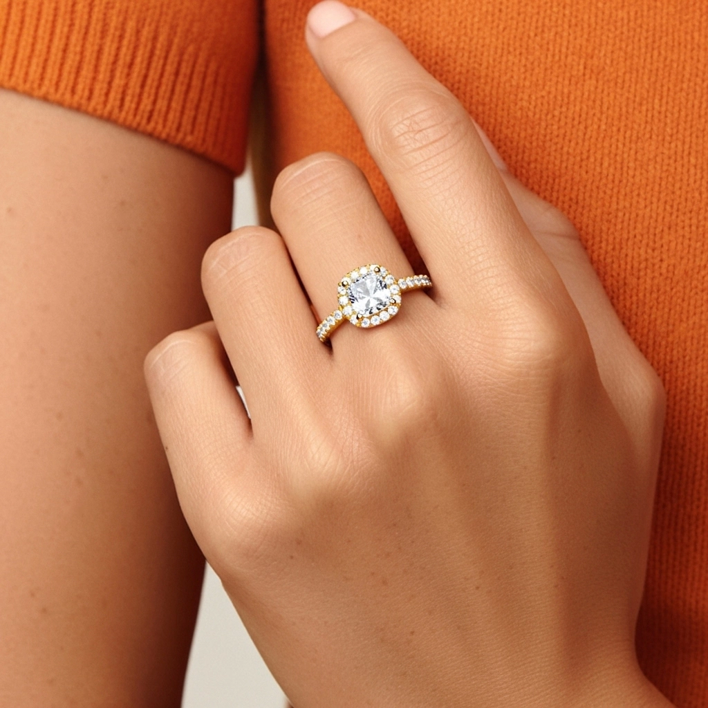 1.00ct Moissanite Engagement Ring 18K Gold