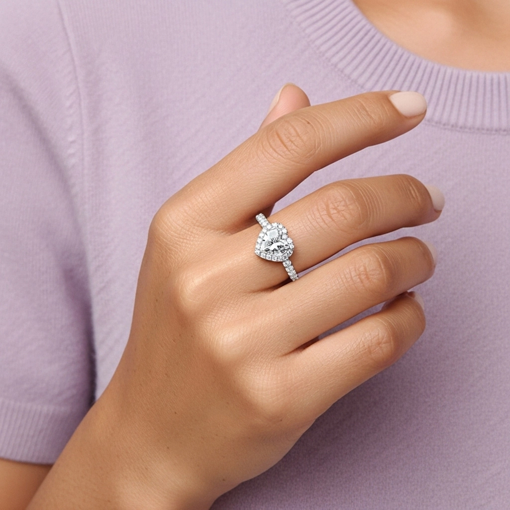 1.00ct Moissanita Anillo de Compromiso Oro blanco 18K