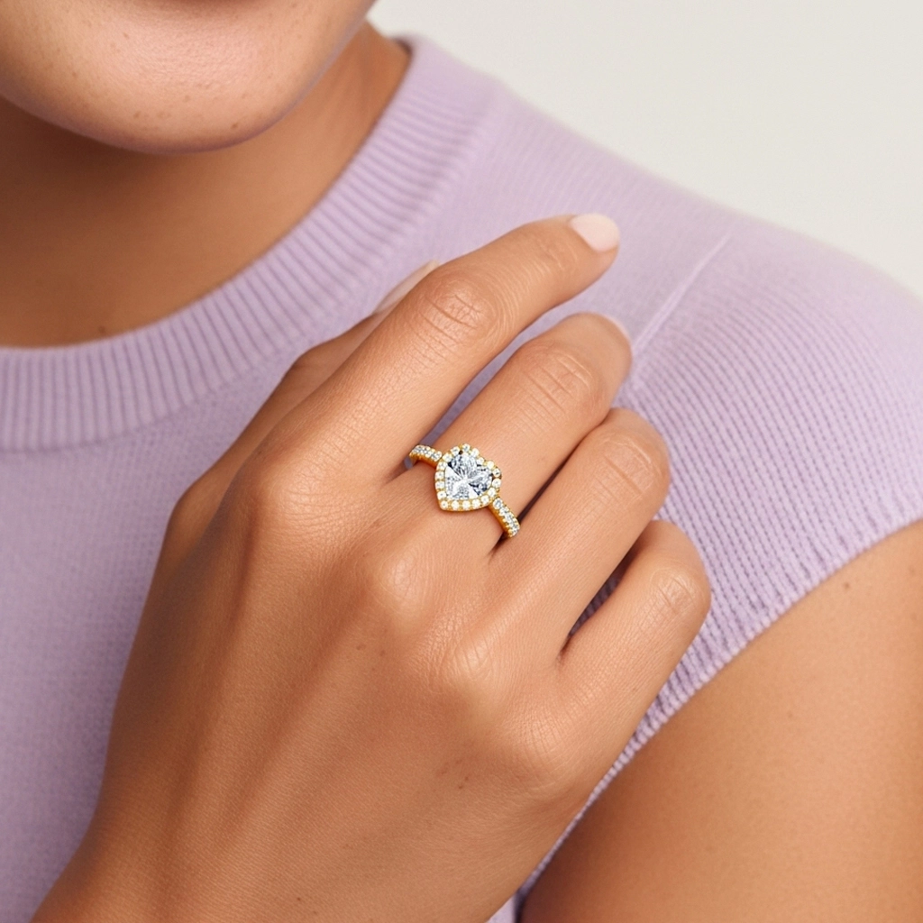 1.00ct Moissanite Engagement Ring 18K Gold