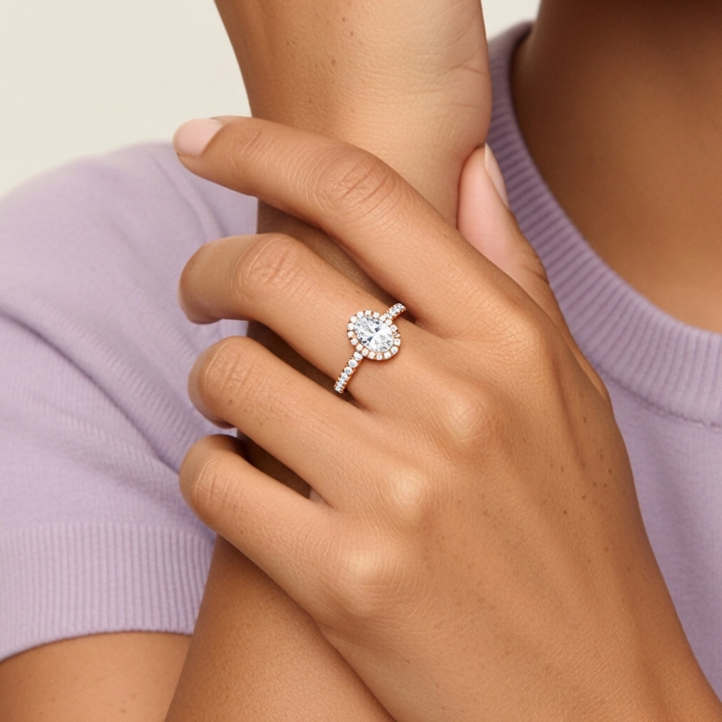 1.00ct Moissanite Engagement Ring 18K Rose Gold