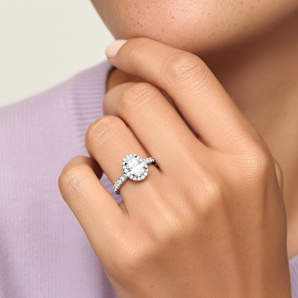 1.00ct Moissanita Anillo de Compromiso Oro blanco 18K