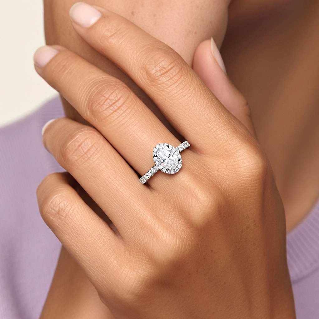 1.00ct Moissanita Anillo de Compromiso Oro blanco 18K