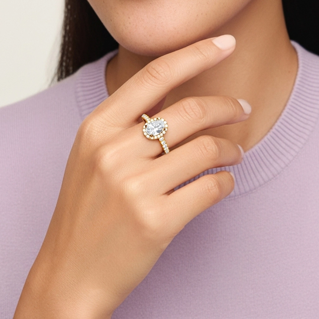 1.00ct Moissanita Anillo de Compromiso Oro 18K