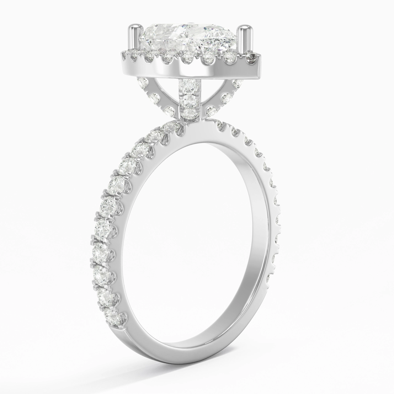 2.00ct Moissanite Engagement Ring 14K White Gold