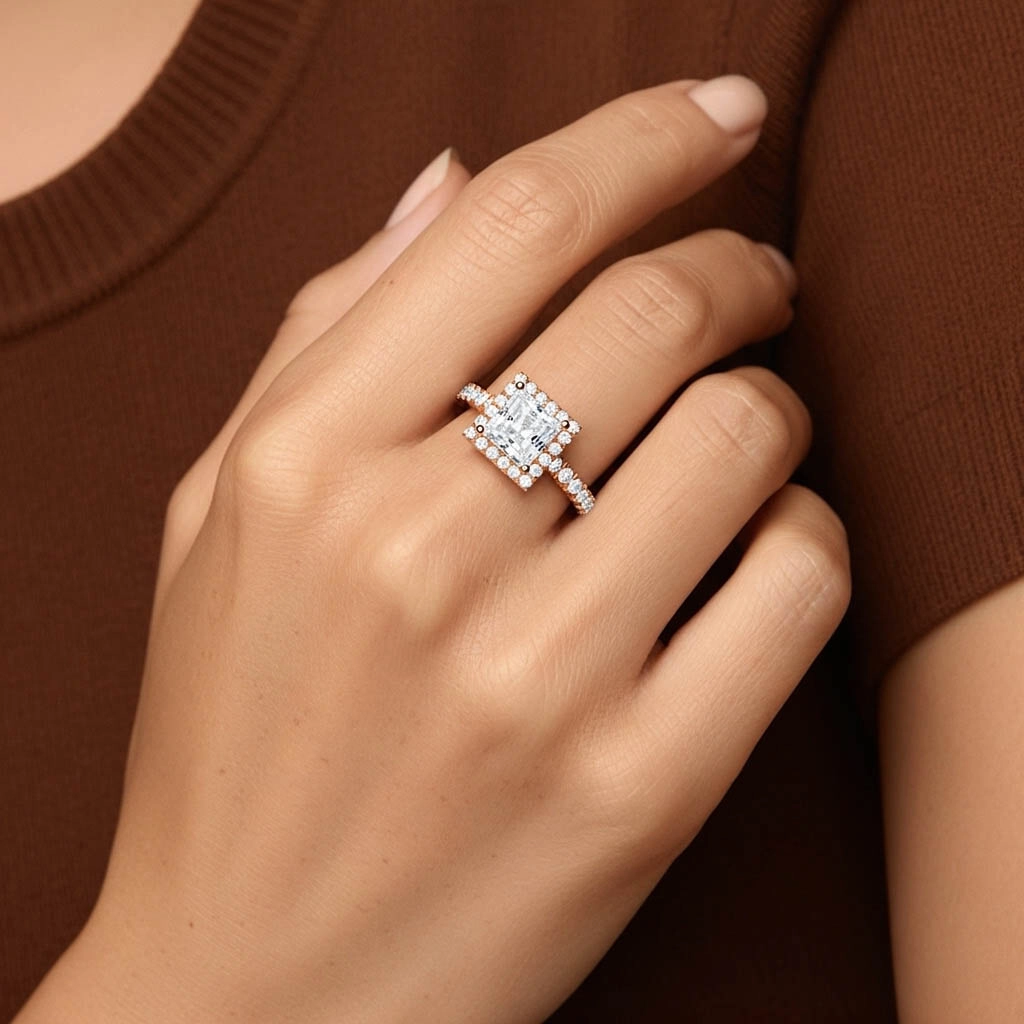 1.00ct Moissanita Anillo de Compromiso Oro rosa 18K