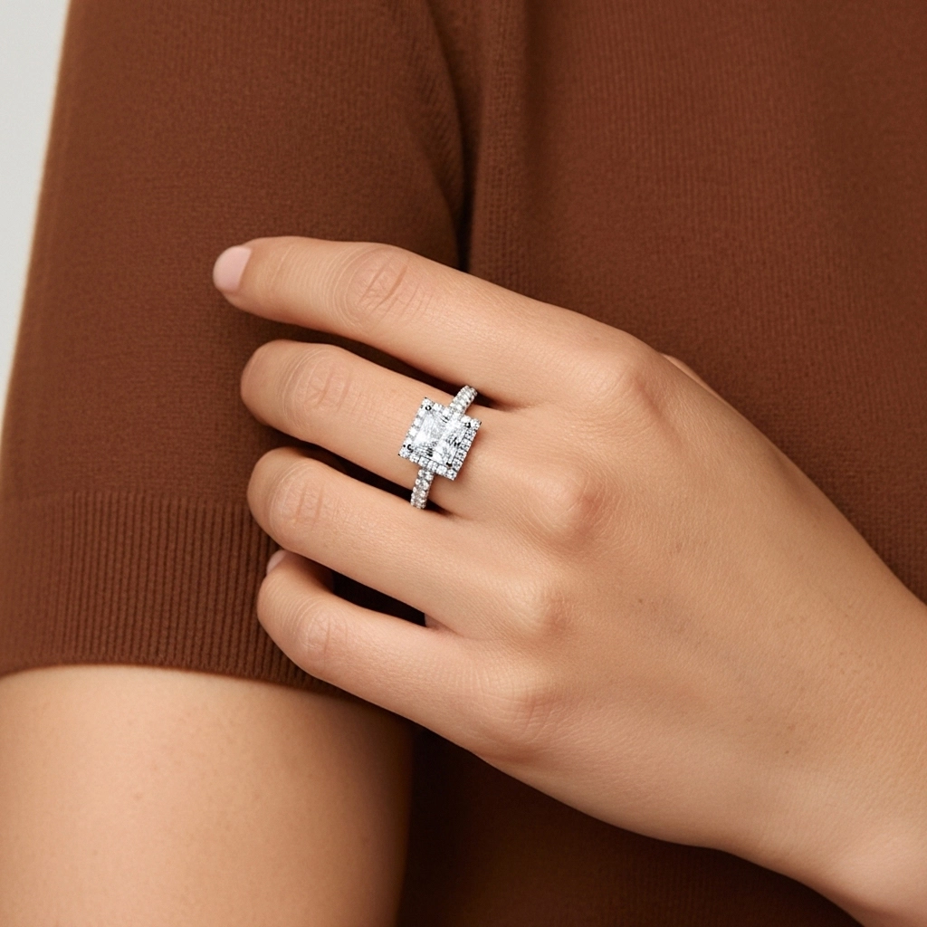 1.00ct Moissanita Anillo de Compromiso Oro blanco 18K