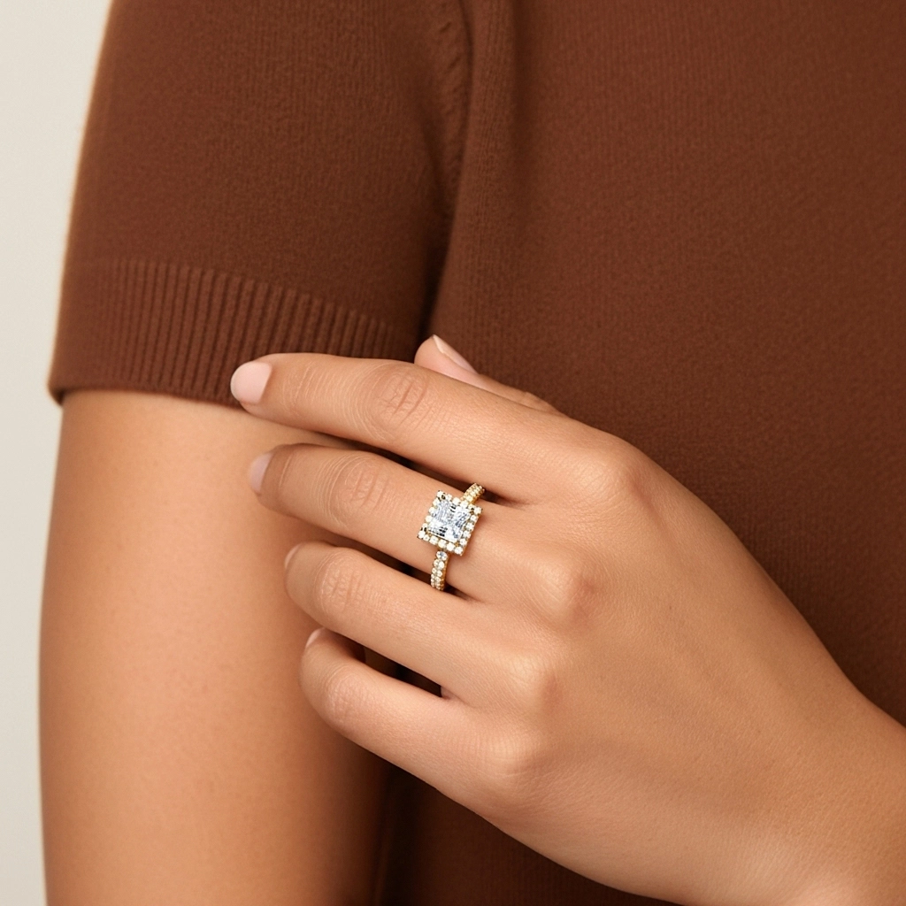 1.00ct Moissanita Anillo de Compromiso Oro 18K