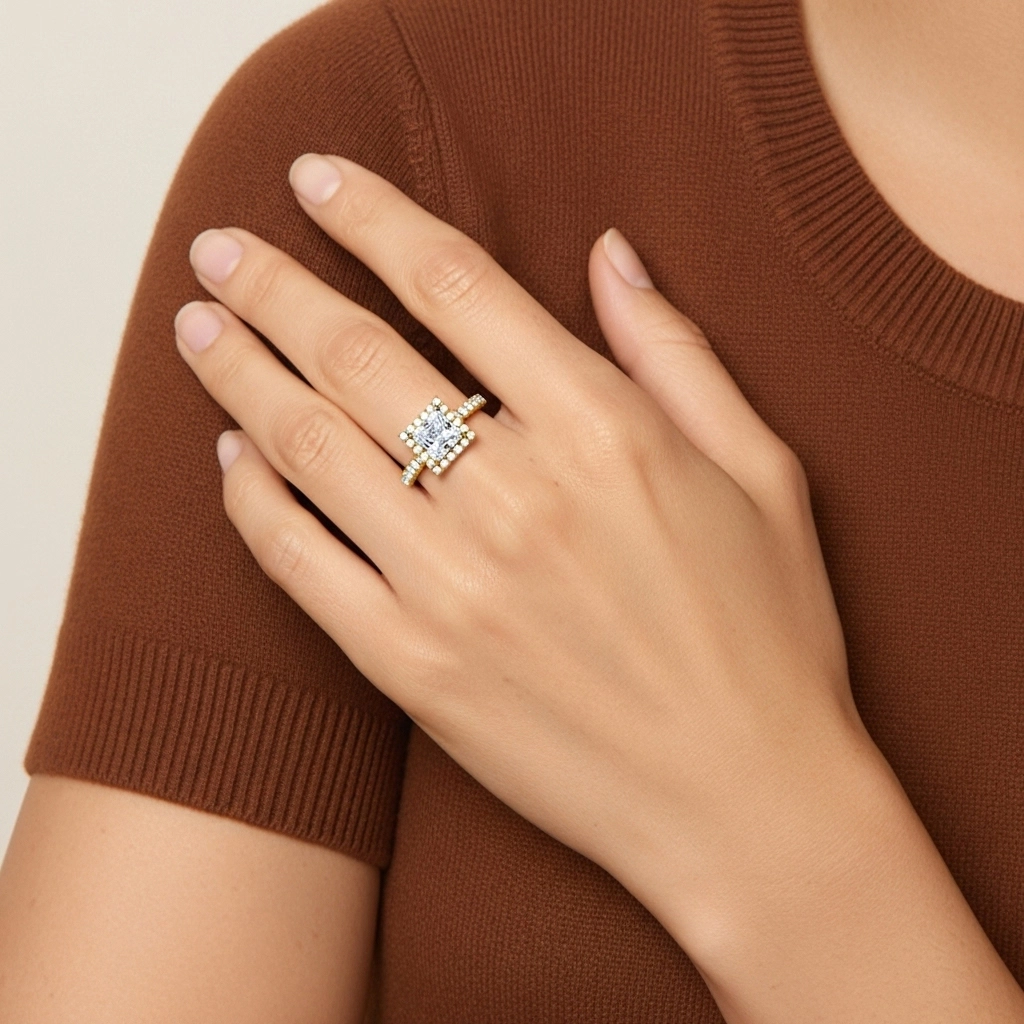 1.00ct Moissanita Anillo de Compromiso Oro 18K