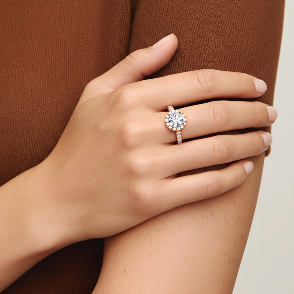 1.00ct Moissanite Engagement Ring 18K Rose Gold