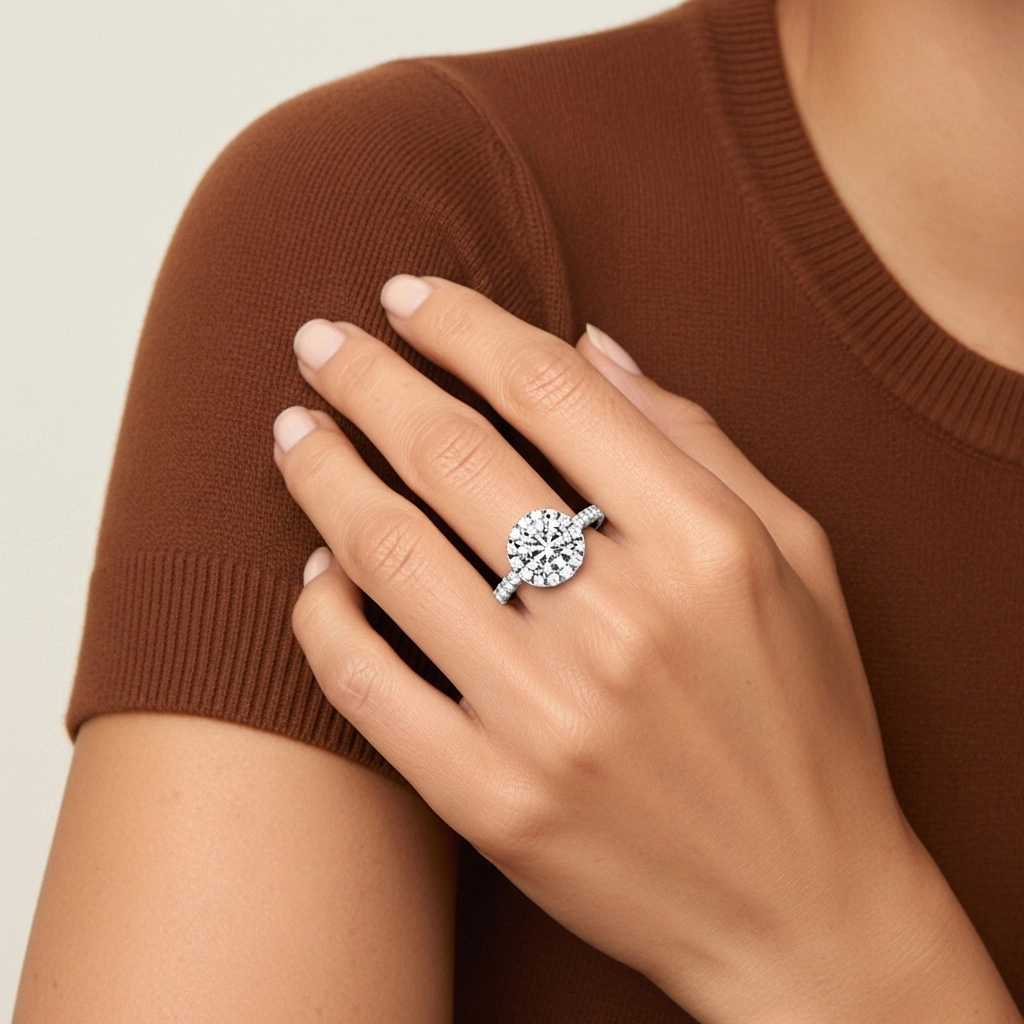 1.00ct Moissanite Engagement Ring 18K White Gold