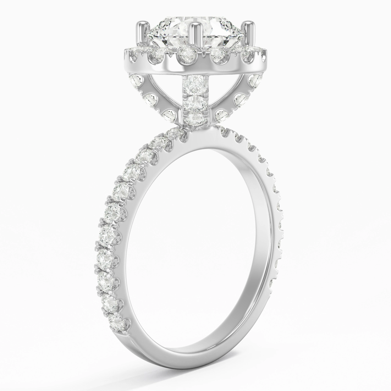 2.00ct Moissanite Engagement Ring 18K White Gold