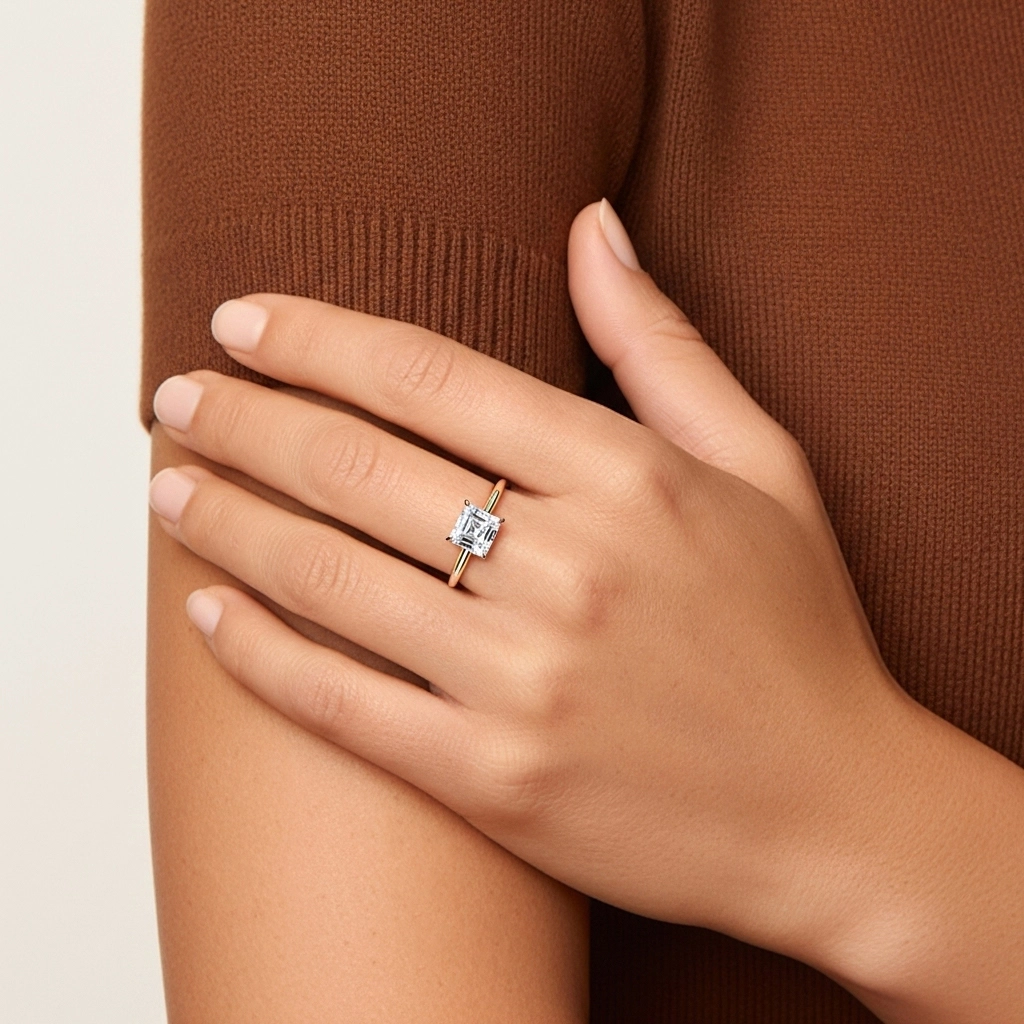 1.00ct Moissanite Bague de fiançailles Or rose 14 carats