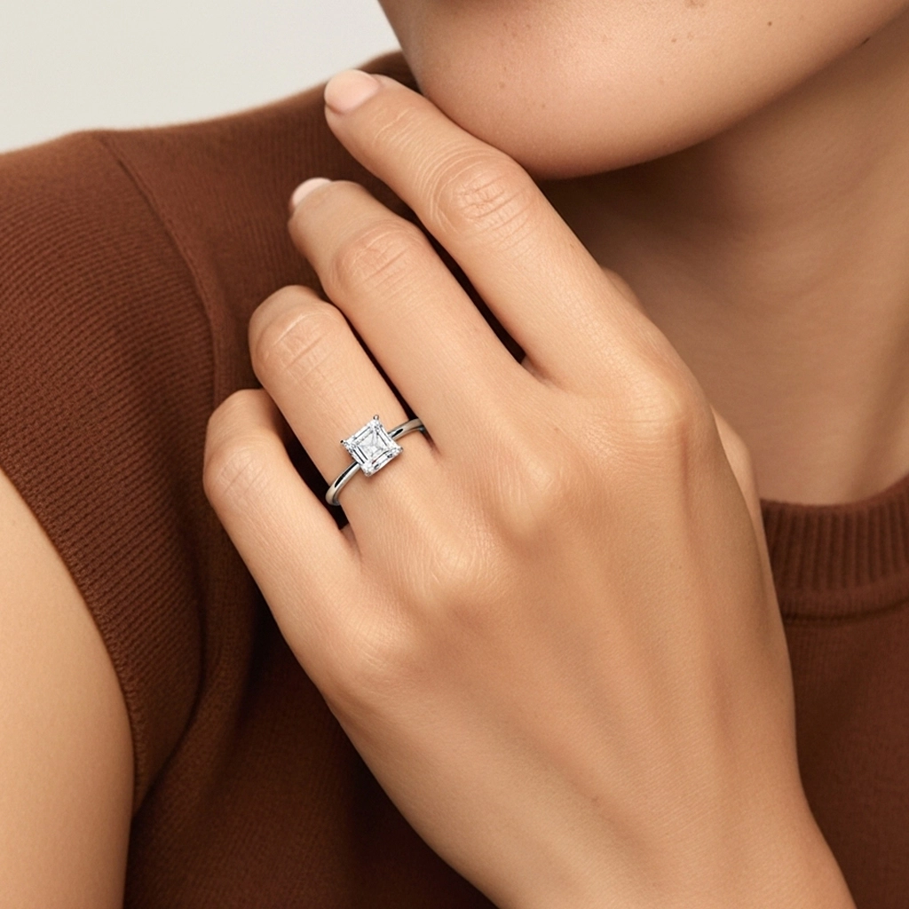 1.00ct Moissanite Bague de fiançailles Or blanc 18 carats