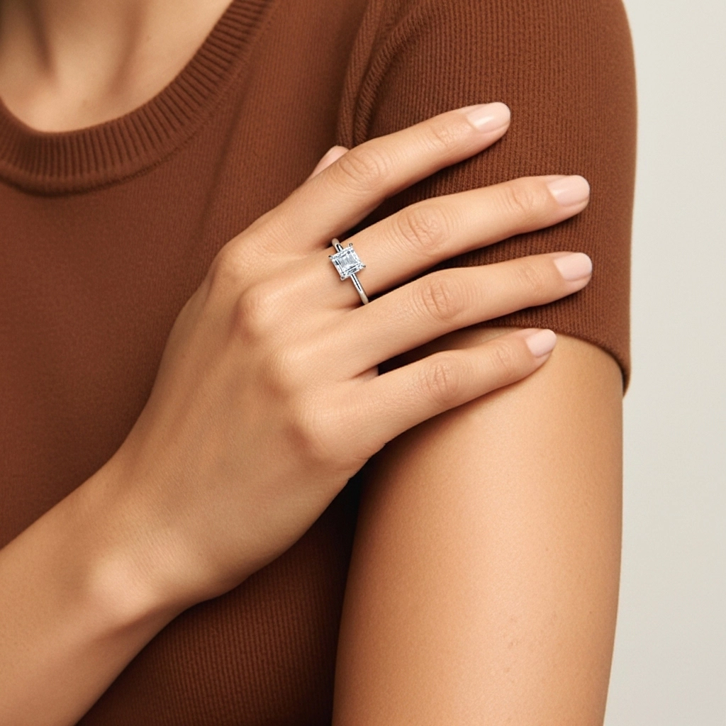 1.00ct Moissanite Bague de fiançailles Or blanc 18 carats