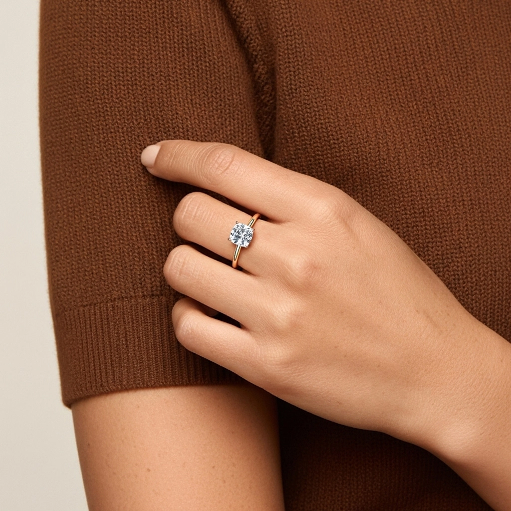 1.50ct Moissanite Bague de fiançailles Or rose 18 carats