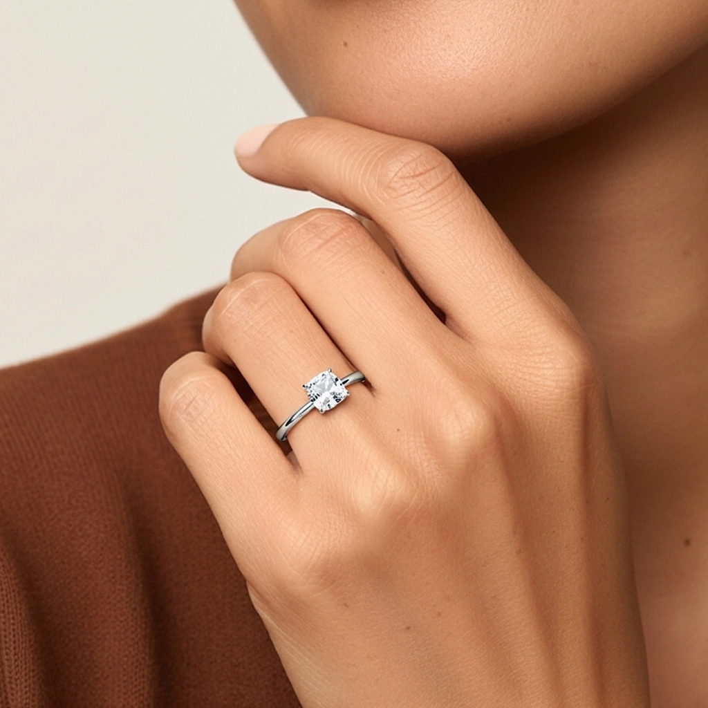 1.00ct Moissanita Anillo de Compromiso Platino