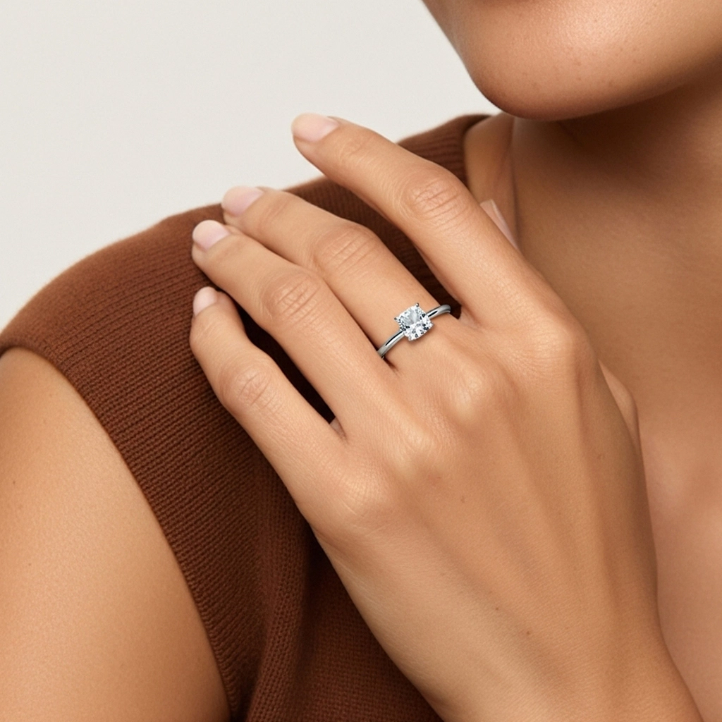 1.00ct Moissanita Anillo de Compromiso Platino