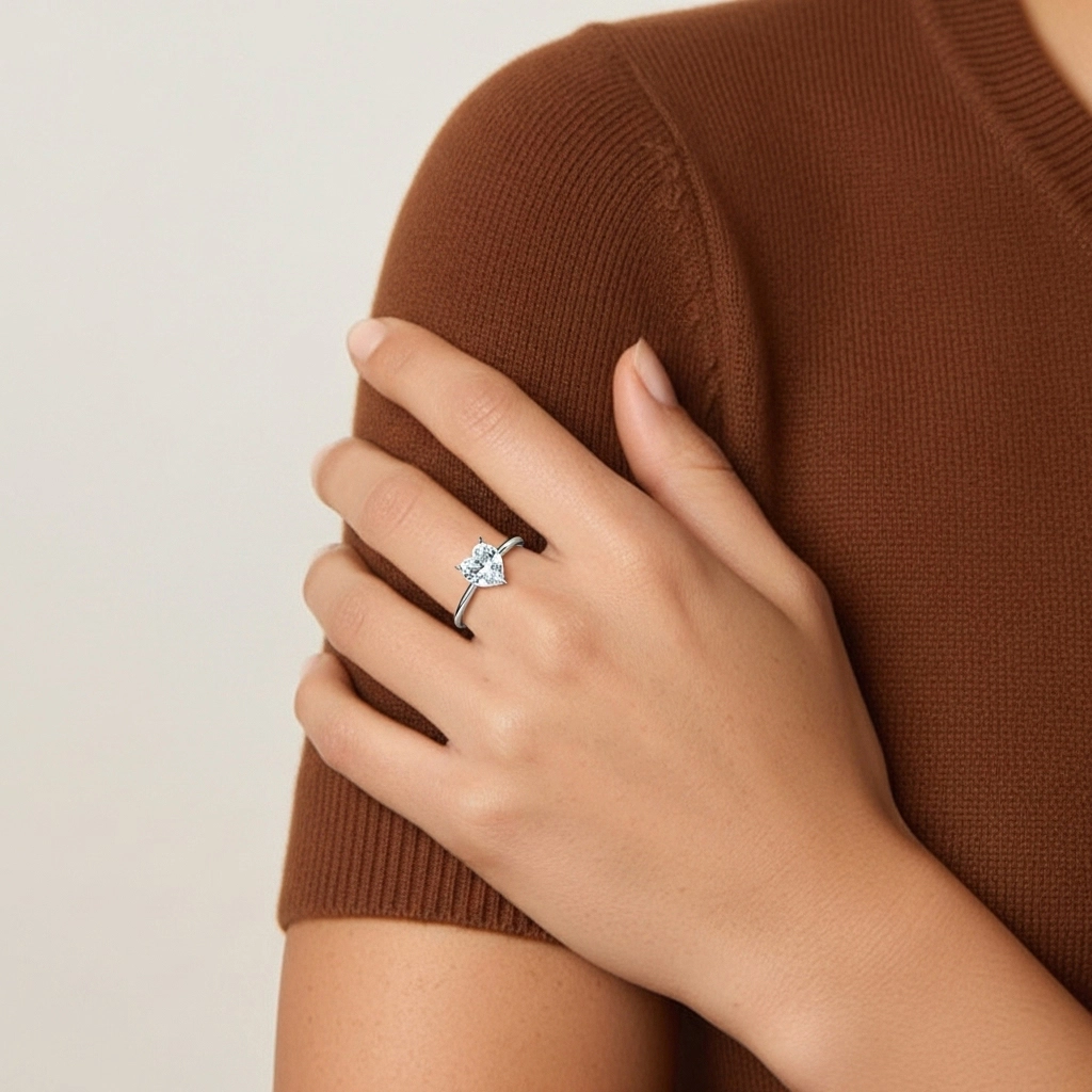 1.00ct Moissanite Bague de fiançailles Or blanc 18 carats