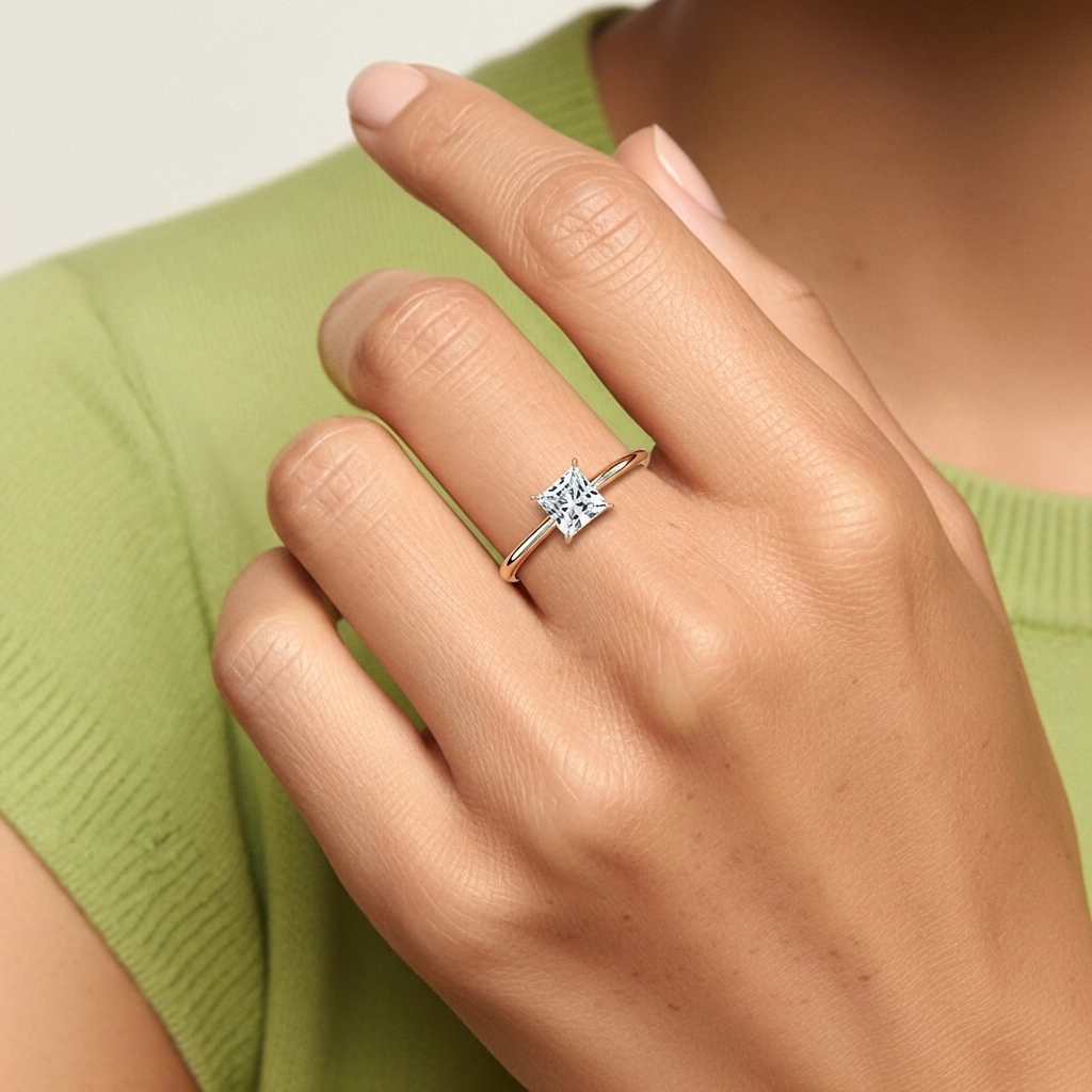 1.00ct Moissanite Bague de fiançailles Or rose 14 carats