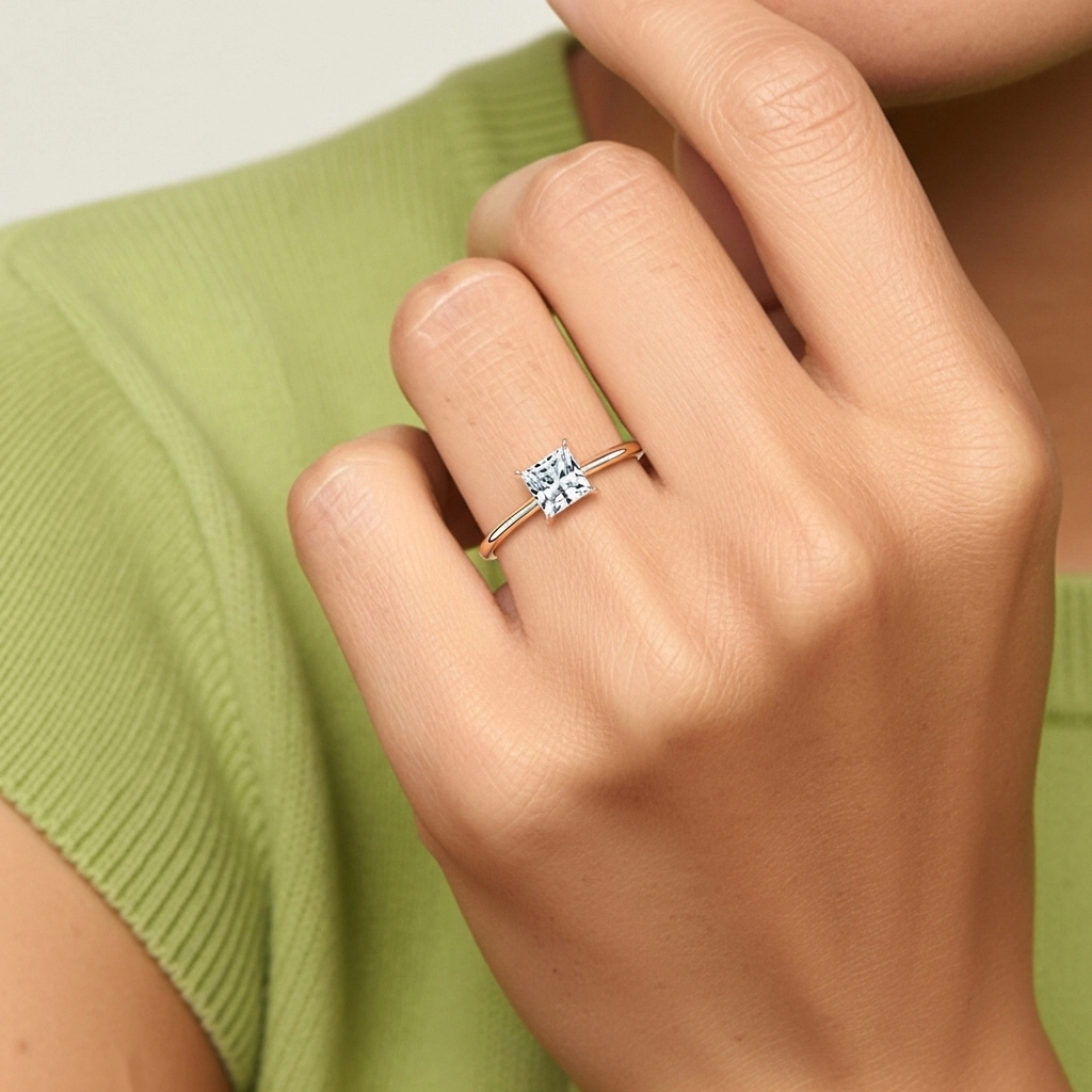 1.00ct Moissanite Bague de fiançailles Or rose 14 carats