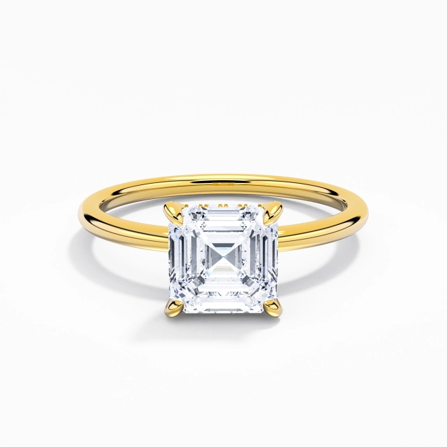 1.50ct Asscher Moissanite 14K Gold Engagement Ring