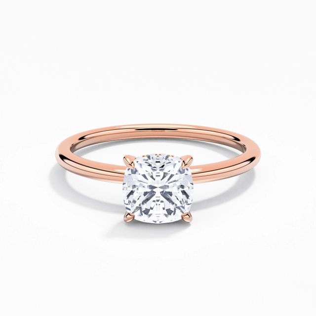 1.00ct Cushion Moissanite Engagement Ring 925 Sterling Silver Hidden Halo Understated Straight Shank