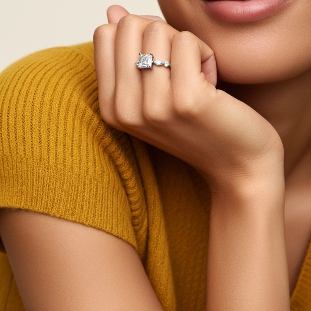 1.00ct Moissanite Engagement Ring 925 Sterling Silver