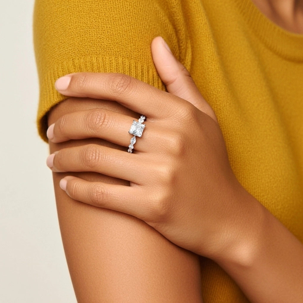 1.00ct Moissanite Engagement Ring 925 Sterling Silver