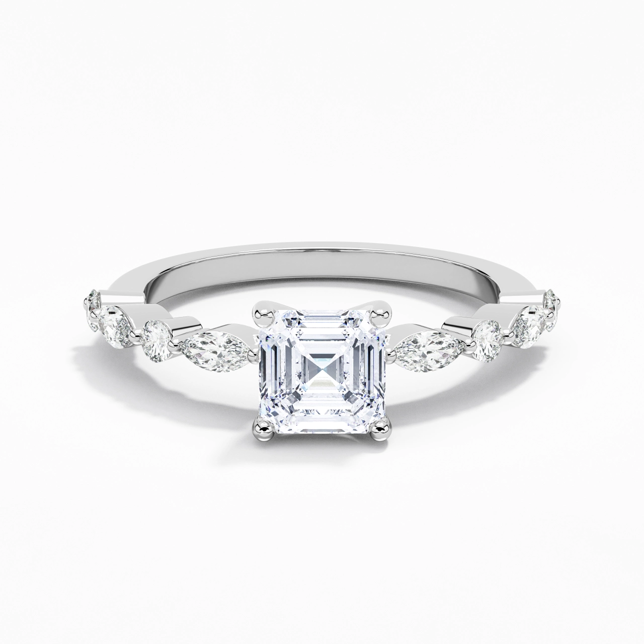 Timeless Asscher 1.00ct Moissanite Engagement Ring