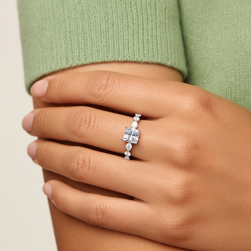 Timeless Cushion 1.00ct Moissanite Engagement Ring