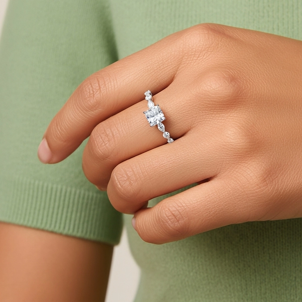 Timeless Cushion 1.00ct Moissanite Engagement Ring