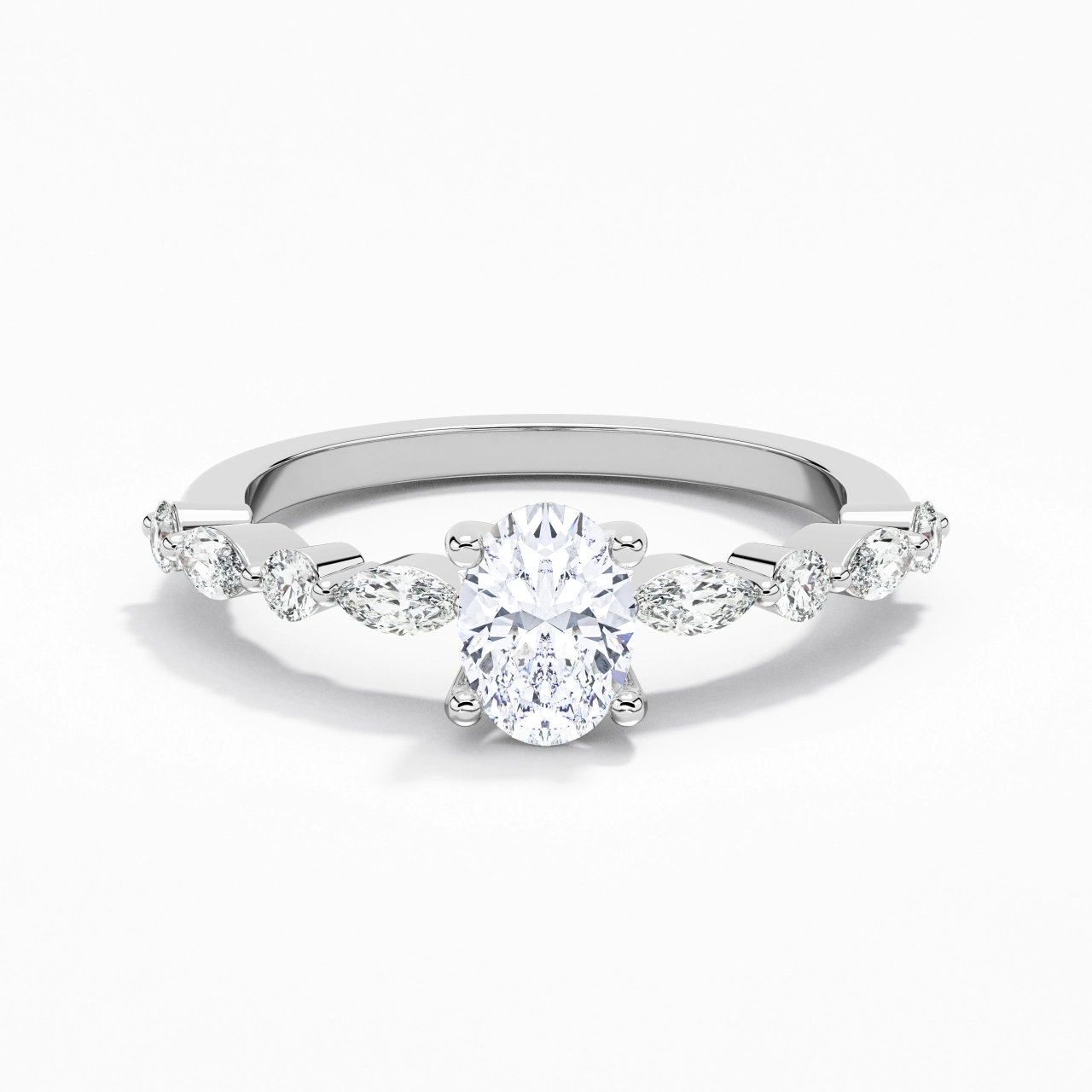 Éternel Ovale 1.00ct Moissanite Bague de fiançailles