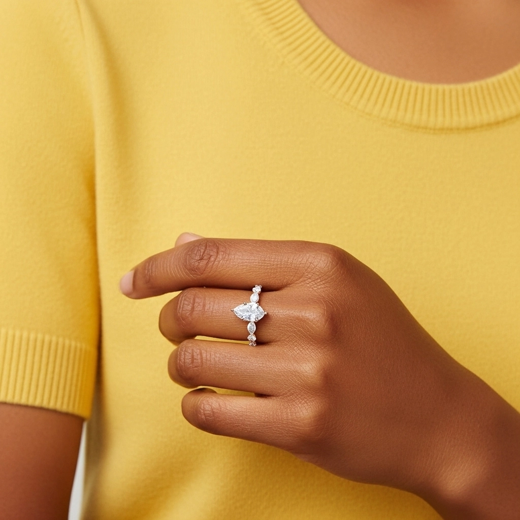 Timeless Pear 1.00ct Moissanite Engagement Ring