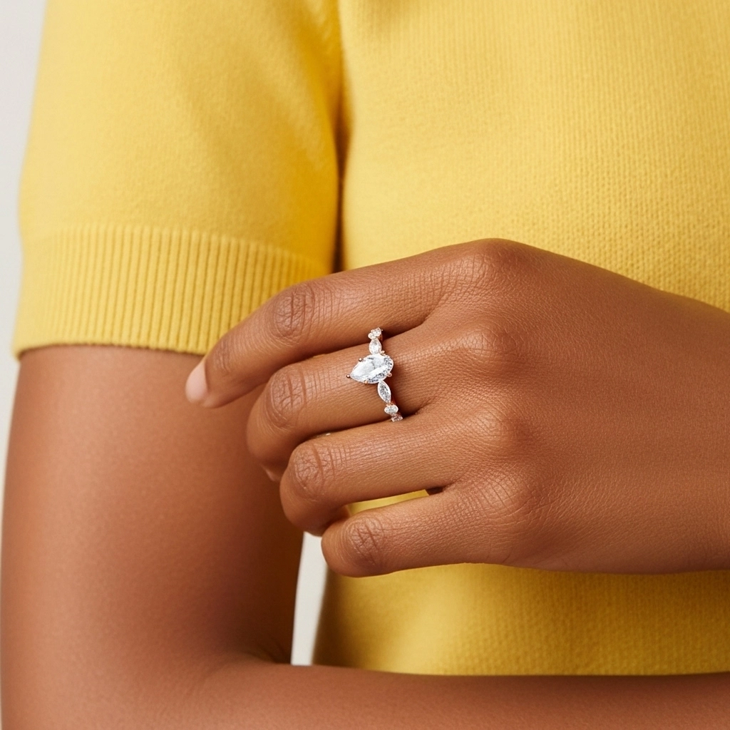 Timeless Pear 1.00ct Moissanite Engagement Ring