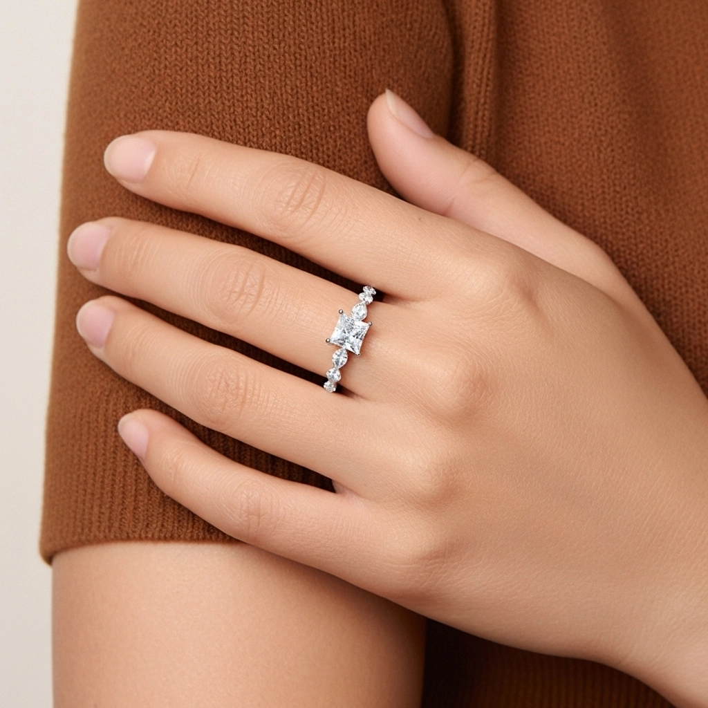 1.00ct Moissanite Engagement Ring 925 Sterling Silver