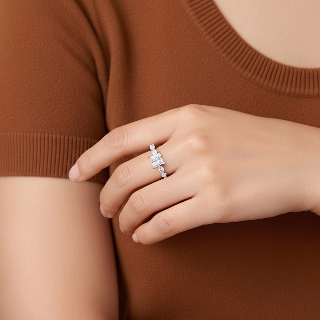 1.00ct Moissanite Engagement Ring 925 Sterling Silver