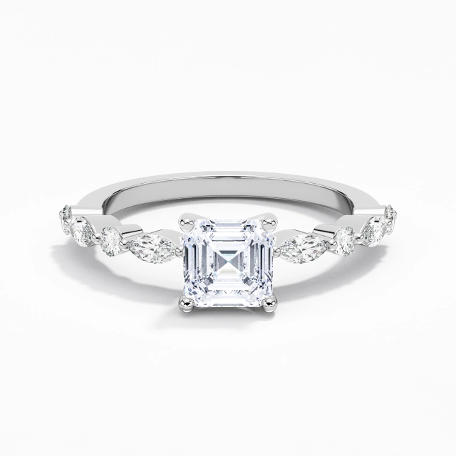 1.00ct Asscher Moissanite Engagement Ring 925 Sterling Silver Prong Timeless