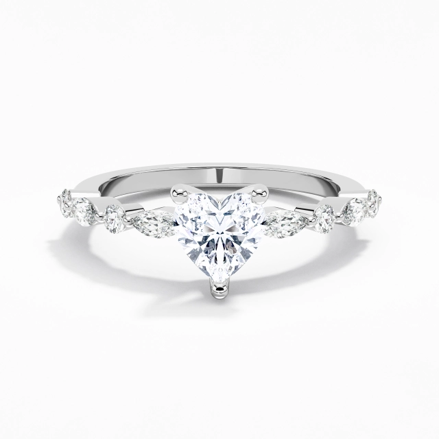 1.00ct Corazón Moissanita Anillo de Compromiso Plata esterlina 925 Garra