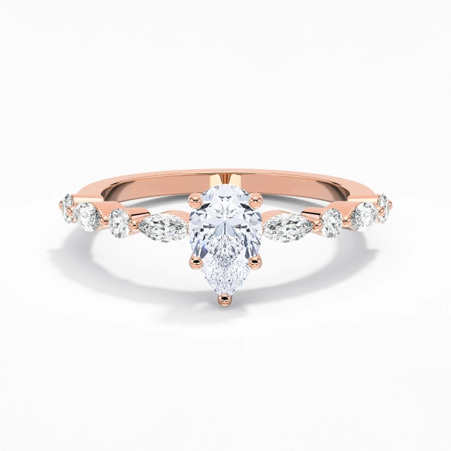 1.00ct Pera Moissanita Anillo de Compromiso Plata esterlina 925 Garra