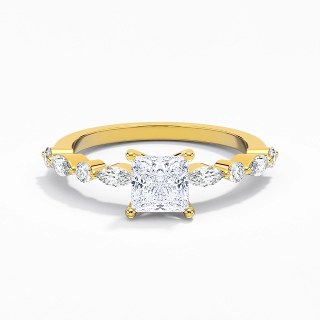 1.00ct Princess Moissanite Engagement Ring 925 Sterling Silver Prong Timeless