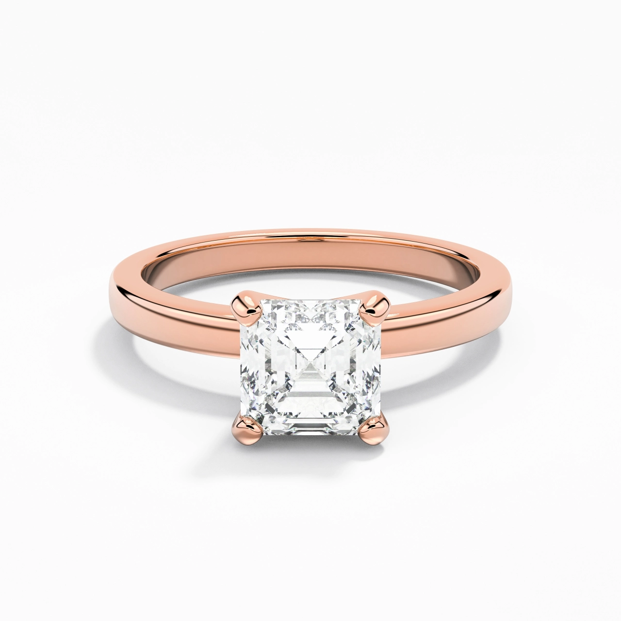 1.00ct Moissanite Engagement Ring 14K Rose Gold