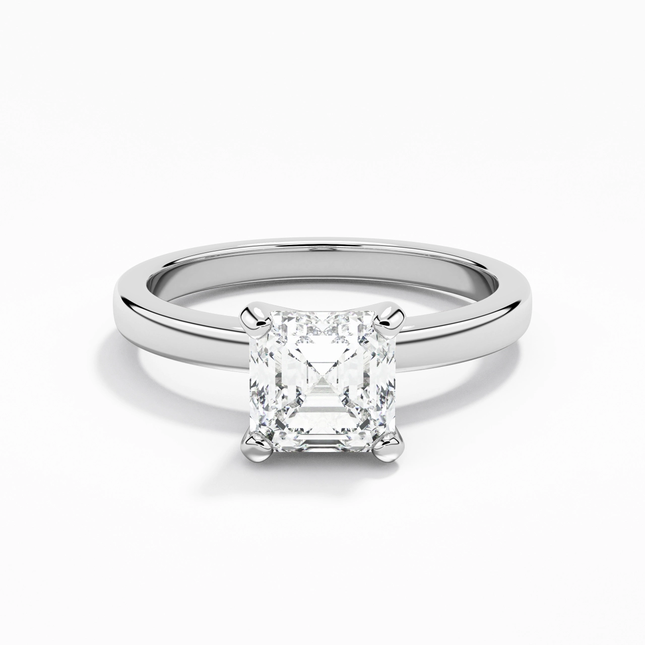 1.00ct Moissanite Engagement Ring 14K White Gold