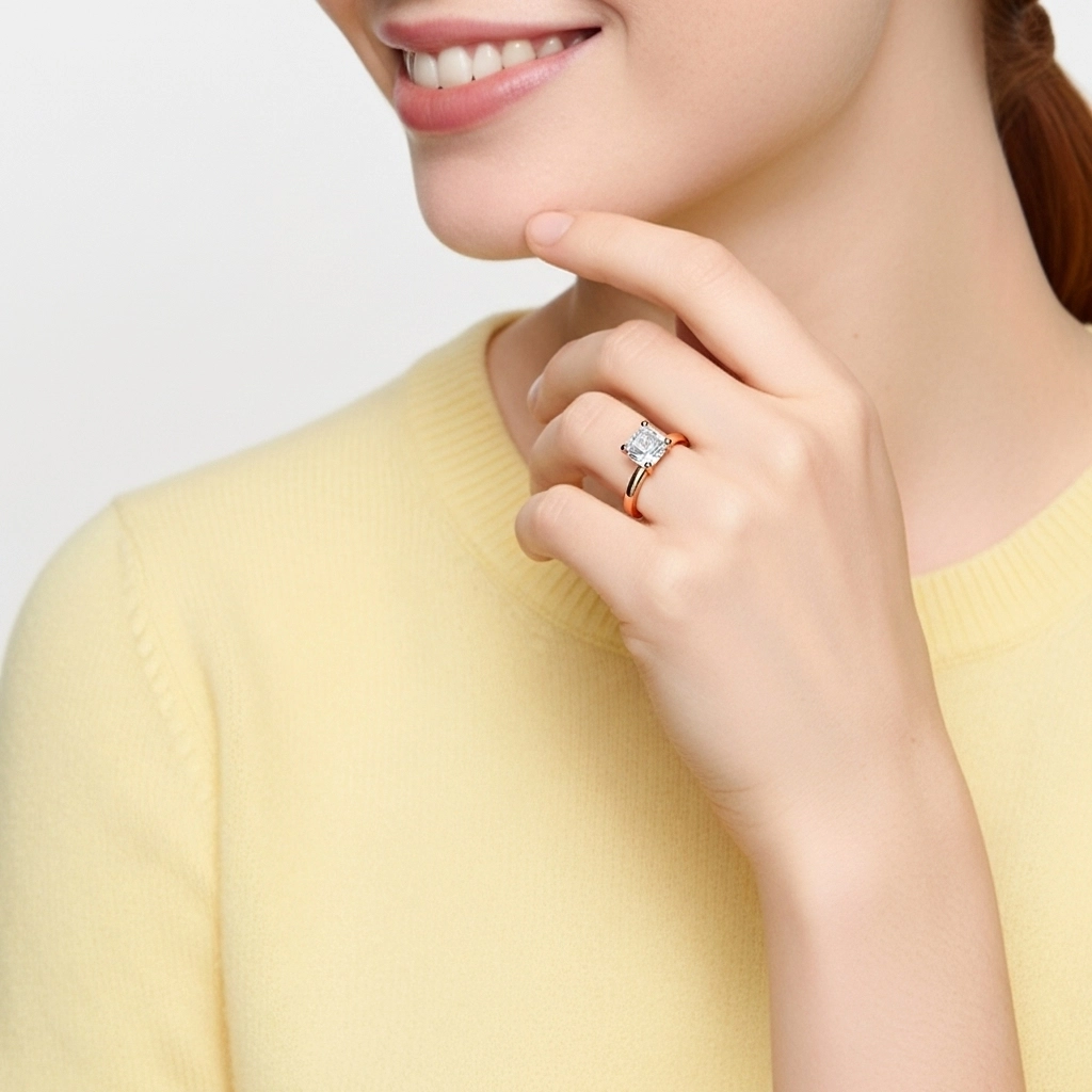 1.00ct Moissanite Engagement Ring 18K Rose Gold